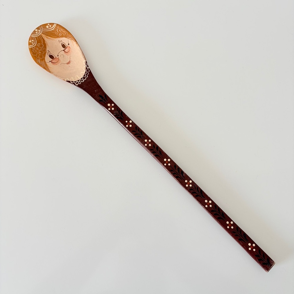 Hand Painted Wooden Spoon Folk Art Grandma cottage Country Farmhouse Kitchen